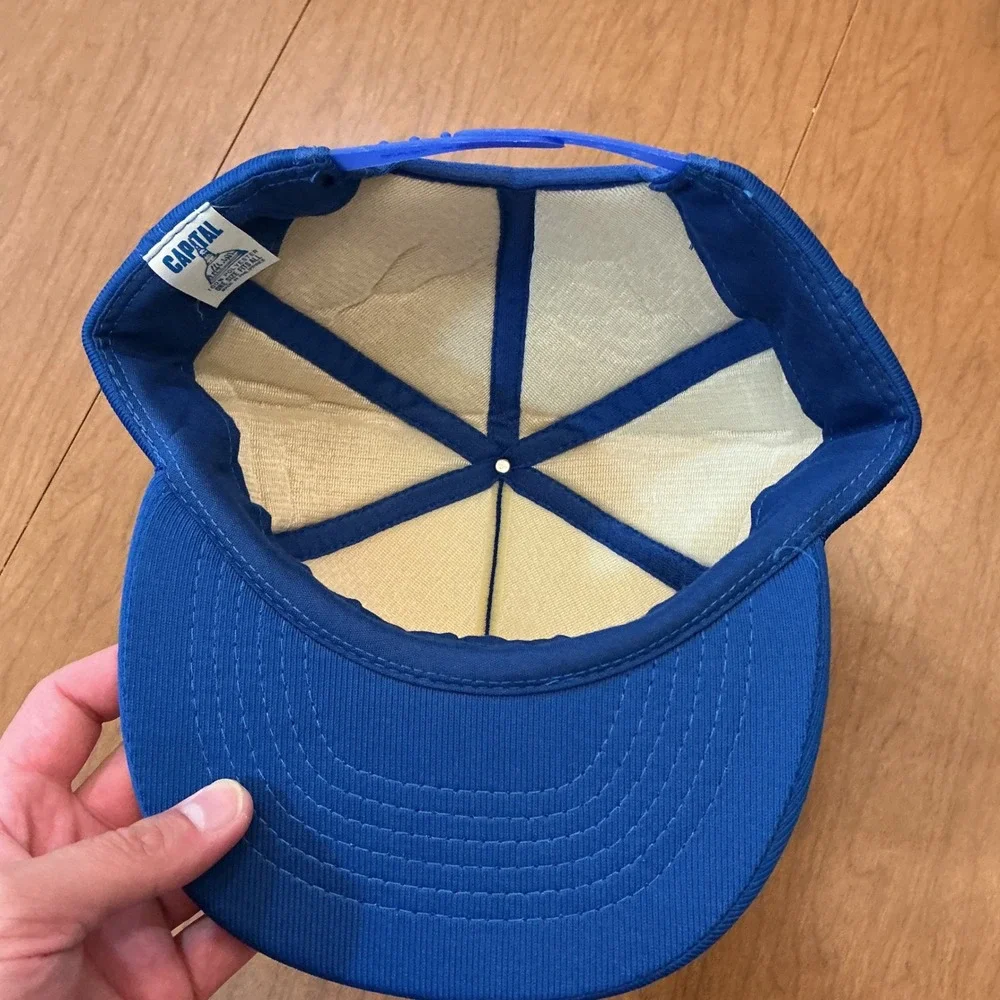 VTG 90s 80s Wachovia Bank Trucker Hat OSFA Blue Snapback Rare Promo Rope
